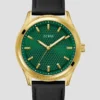 Tweekleurig analoog horloge met leren band Tweekleurig analoog horloge met leren band