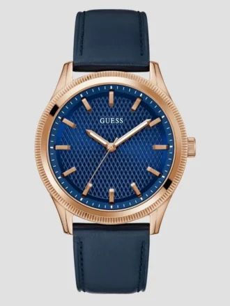 Tweekleurig analoog horloge met leren band
