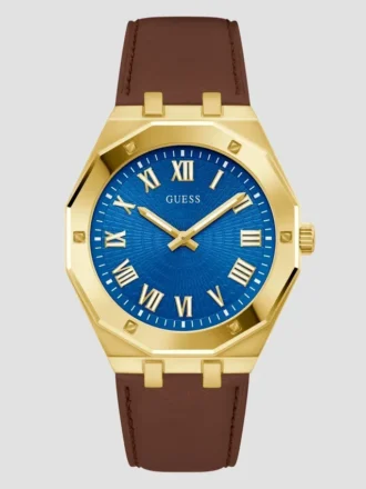 Tweekleurig analoog leren horloge