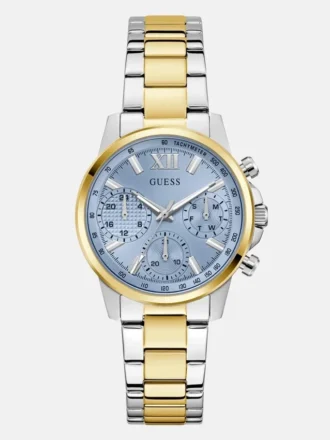 Tweekleurig en blauw chronograafhorloge