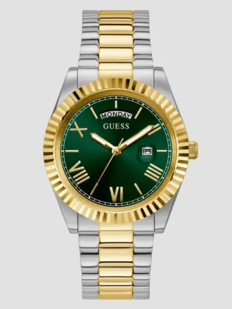 Tweekleurig en groen analoog horloge