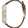 Tweekleurig multifunctioneel horloge met bruin leer Tweekleurig multifunctioneel horloge met bruin leer