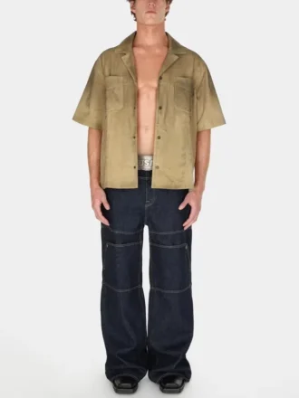 Uitgewassen denim utility broek