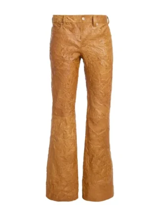 Uitlopende leren broek
