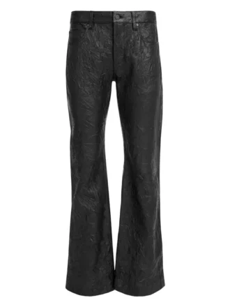 Uitlopende leren broek