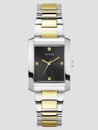 Veerkleurig en zwart vierkant analoog horloge