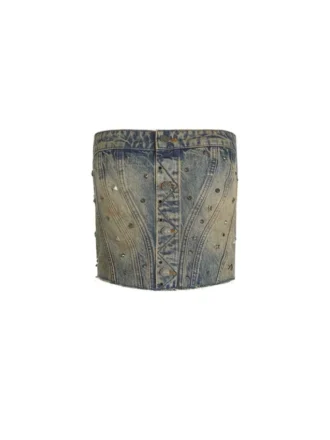 Versierd denim korset