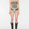 Versierd denim korset