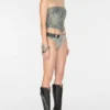 Versierd denim korset