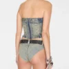 Versierd denim korset