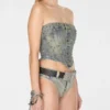 Versierd denim korset