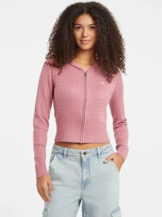 Vest met capuchon en kabelpatroon