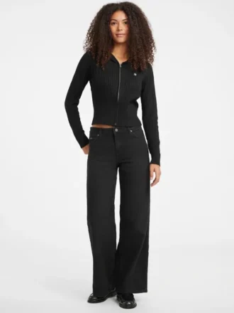 Vest met capuchon en kabelpatroon