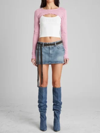 Vintage wafelpatroon crop top