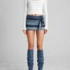 Vintage wafelpatroon crop top