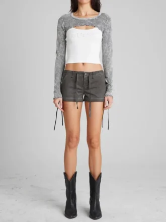 Vintage wafelpatroon crop top