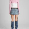 Vintage wafelpatroon crop top