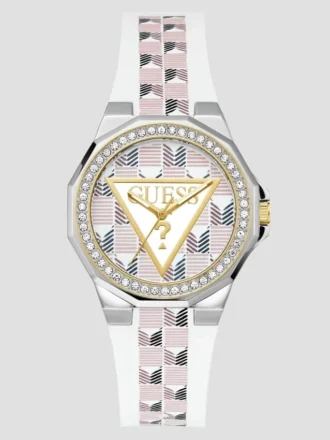 Wit analoog leren horloge