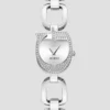 Zilverkleurig analoog horloge met kristal