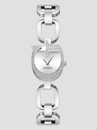 Zilverkleurig analoog horloge met kristal