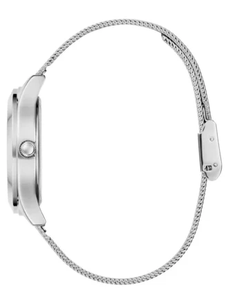 Zilverkleurig analoog horloge met logo