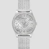 Zilverkleurig analoog horloge met mesh-band