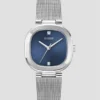 Zilverkleurig analoog horloge met mesh-band