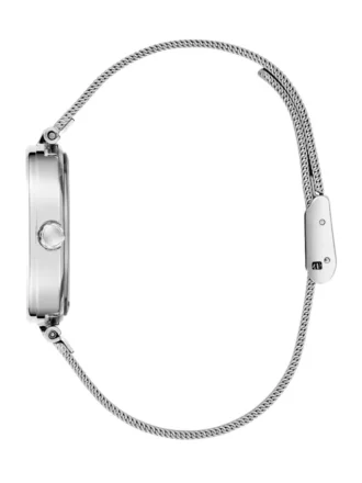 Zilverkleurig analoog horloge met mesh-band
