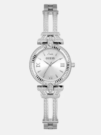 Zilverkleurig analoog horloge met strass