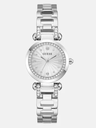 Zilverkleurig analoog horloge met strass