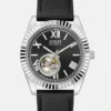 Zilverkleurig analoog leren horloge Zilverkleurig analoog leren horloge