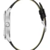 Zilverkleurig analoog leren horloge
