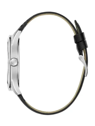 Zilverkleurig analoog leren horloge