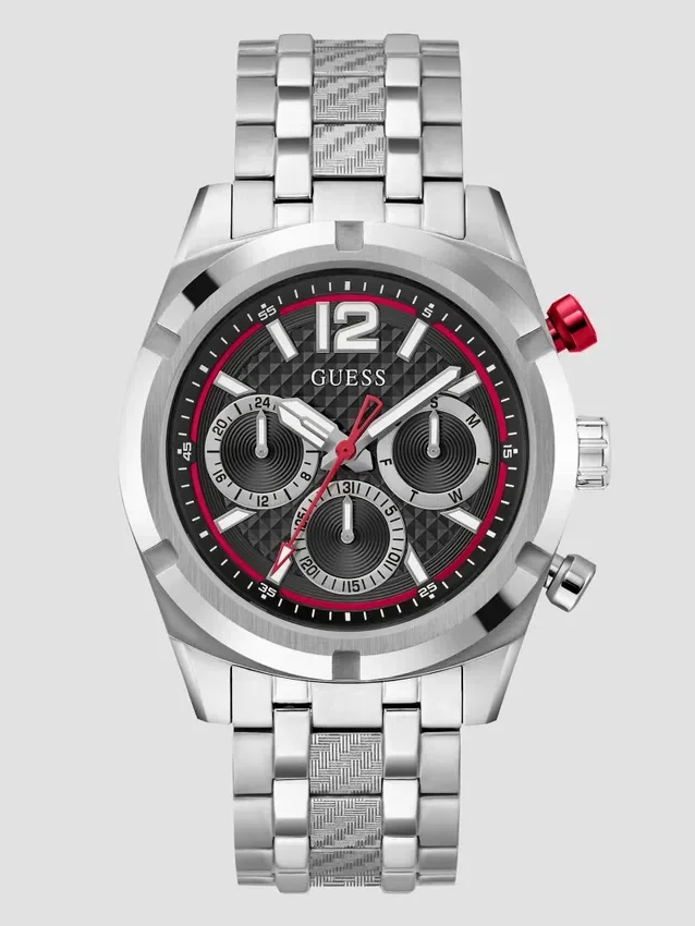 Zilverkleurig chronograafhorloge Zilverkleurig chronograafhorloge
