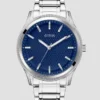 Zilverkleurig en blauw analoog horloge Zilverkleurig en blauw analoog horloge
