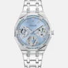 Zilverkleurig en blauw multifunctioneel horloge Zilverkleurig en blauw multifunctioneel horloge