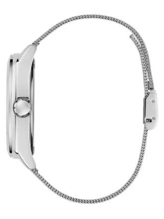 Zilverkleurig en groen analoog horloge