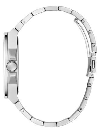 Zilverkleurig en groen analoog horloge