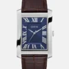 Zilverkleurig en marineblauw analoog horloge Zilverkleurig en marineblauw analoog horloge