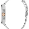 Zilverkleurig en roségoudkleurig analoog horloge