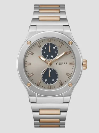 Zilverkleurig en roségoudkleurig multifunctioneel horloge