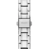 Zilverkleurig en roze analoog horloge