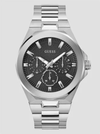 Zilverkleurig en zwart multifunctioneel horloge