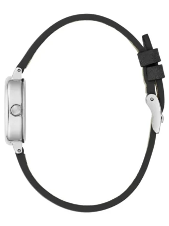 Zilverkleurig en zwart ovaal analoog horloge