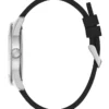 Zilverkleurig en zwart siliconen analoog horloge