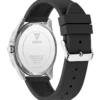 Zilverkleurig en zwart siliconen analoog horloge