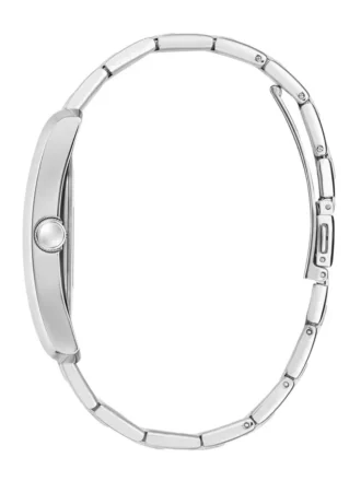 Zilverkleurig en zwart vierkant analoog horloge