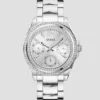 Zilverkleurig multifunctioneel horloge met kristallen Zilverkleurig multifunctioneel horloge met kristallen