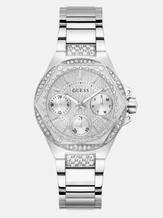 Zilverkleurig multifunctioneel horloge met strass