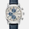 Zilverkleurig multifunctioneel leren horloge Zilverkleurig multifunctioneel leren horloge